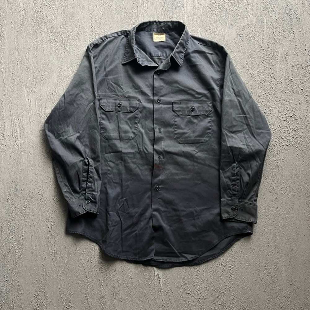 Vintage Big Mac Work Shirt XL Gray 1960s Penn-Prest Utility USA